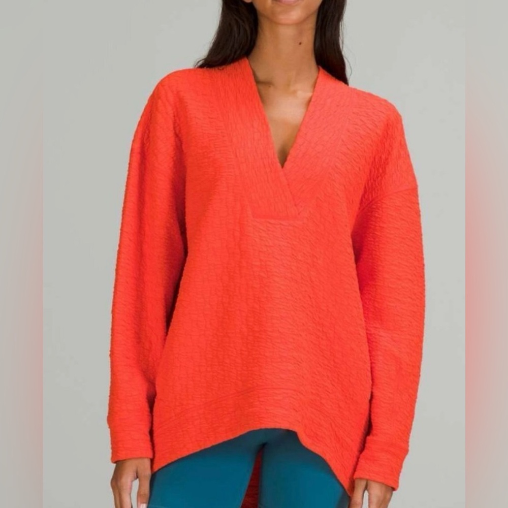 Lululemon Rippled V-Neck Pullover Autumn Red Size 6